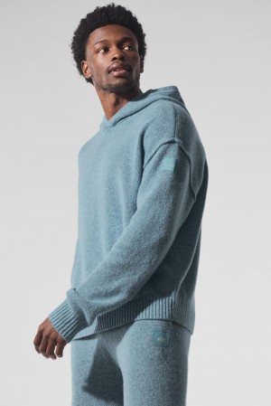 Alo Yoga New Class Cashmere Uomo Felpa con Cappuccio Blu | Italia IYT-013928