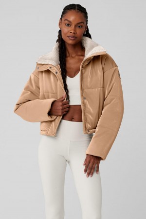 Alo Yoga Orion Cropped Donna Giacca Puffer Toasted Almond | Italia VYD-384927