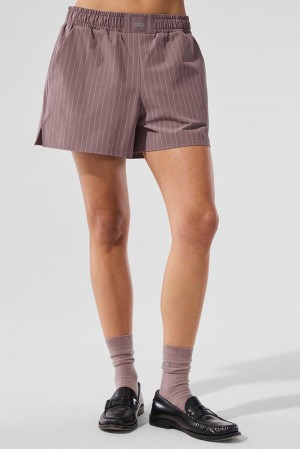 Alo Yoga Pinstripe Daylight Donna Boxer Mushroom / Ivory | Italia TZQ-796143