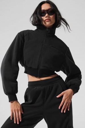 Alo Yoga Polar Fleece Cropped Wintry Mix Donna Giacca Nere | Italia BVG-293740