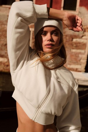 Alo Yoga Polar Fleece Cropped Wintry Mix Donna Giacca Ivory | Italia FTY-091678