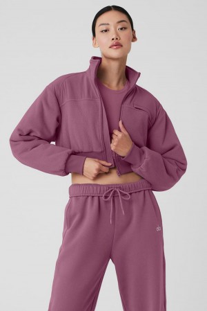 Alo Yoga Polar Fleece Cropped Wintry Mix Donna Giacca Soft Mulberry | Italia KXY-358690
