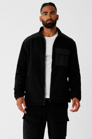 Alo Yoga Polar Fleece Ridge Full Zip Uomo Giacca Nere | Italia UED-972856