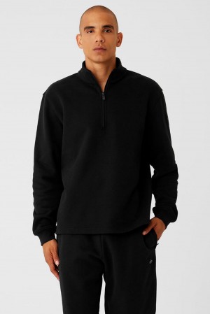 Alo Yoga Renown Heavy Weight 1/4 Zip Uomo Felpa con Cappuccio Nere | Italia JGU-439501