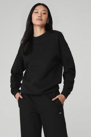 Alo Yoga Renown Heavy Weight Crew Neck Donna Pullover Nere | Italia FYI-819267