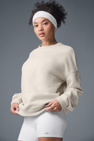 Alo Yoga Renown Heavy Weight Crew Neck Donna Pullover Bone | Italia NJS-179628