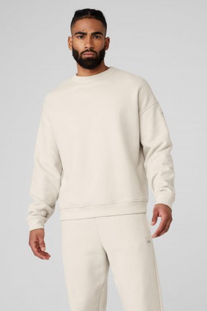 Alo Yoga Renown Heavy Weight Crew Neck Uomo Pullover Bone | Italia WZF-025439