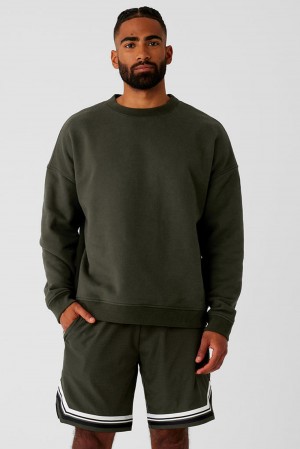Alo Yoga Renown Heavy Weight Crew Neck Uomo Pullover Verdi | Italia SGK-753982