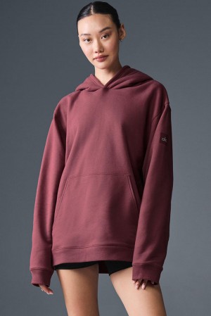 Alo Yoga Renown Heavy Weight Donna Felpa con Cappuccio Bordeaux | Italia CYE-108496