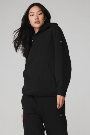 Alo Yoga Renown Heavy Weight Donna Felpa con Cappuccio Nere | Italia LCX-930271