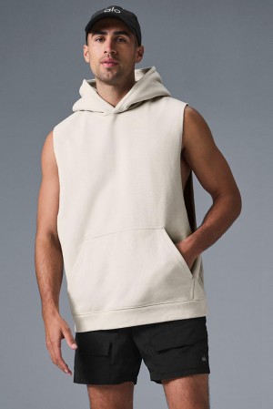 Alo Yoga Renown Sleeveless Uomo Felpa con Cappuccio Bone | Italia XWK-263794