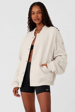 Alo Yoga Renown Varsity Donna Giacca Bone | Italia ZRE-869345