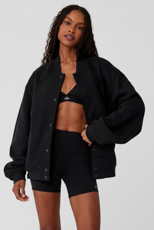 Alo Yoga Renown Varsity Donna Giacca Nere | Italia ESU-942176