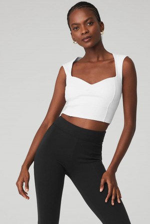 Alo Yoga Ribbed Sweetheart Donna Short Sleeve Bianche | Italia GTR-970165