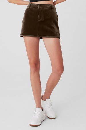 Alo Yoga Ribbed Velour Baller Mini Donna Gonna Macchiato | Italia JCT-739602
