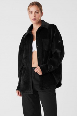 Alo Yoga Ribbed Velour Mountain Side Shacket Donna Giacca Nere | Italia GQL-853467