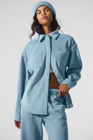 Alo Yoga Ribbed Velour Mountain Side Shacket Donna Giacca Blu | Italia HZN-832679