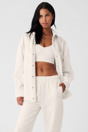 Alo Yoga Ribbed Velour Mountain Side Shacket Donna Giacca Ivory | Italia GEL-650423