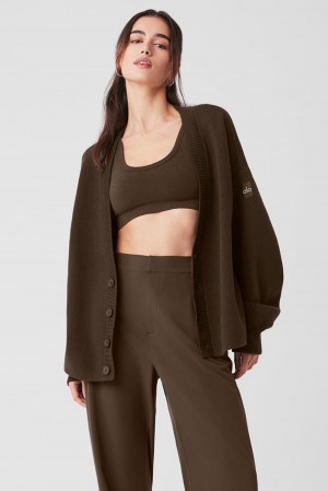Alo Yoga Scholar Cardigan Donna Maglia Espresso | Italia SAT-047539