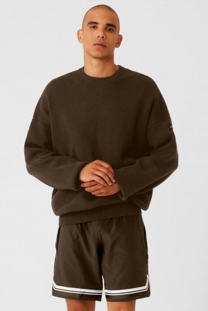 Alo Yoga Scholar Crew Neck Uomo Maglia Espresso | Italia XYZ-672481