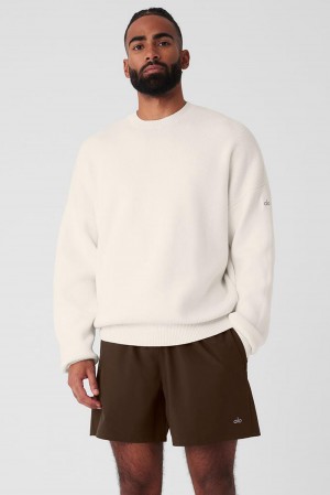 Alo Yoga Scholar Crew Neck Uomo Maglia Ivory | Italia WDH-031986