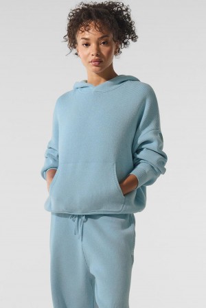Alo Yoga Scholar Hooded Donna Maglia Blu | Italia FMU-875964