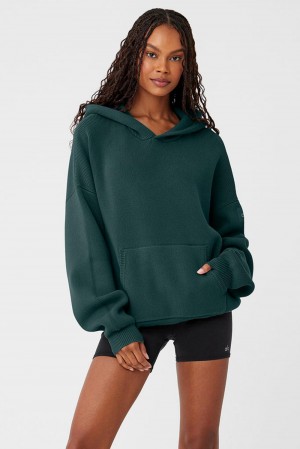 Alo Yoga Scholar Hooded Donna Maglia Verdi | Italia KSX-518392