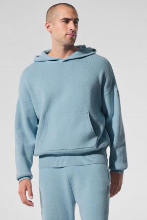 Alo Yoga Scholar Hooded Uomo Maglia Blu | Italia XZA-160924
