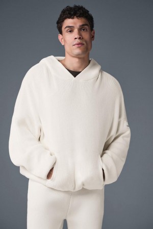 Alo Yoga Scholar Hooded Uomo Maglia Ivory | Italia YXA-170859