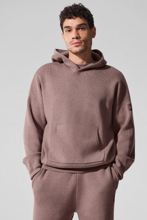Alo Yoga Scholar Hooded Uomo Maglia Mushroom Heather | Italia FZM-084912