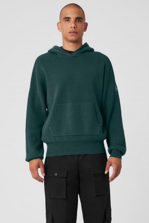 Alo Yoga Scholar Hooded Uomo Maglia Verdi | Italia YPV-751839