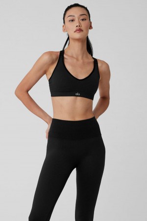 Alo Yoga Seamless Ribbed Favorite Donna Reggiseno Nere | Italia BYF-518647