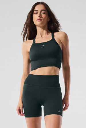 Alo Yoga Seamless Ribbed Favorite Donna Bra Tank Verdi | Italia YWN-617254