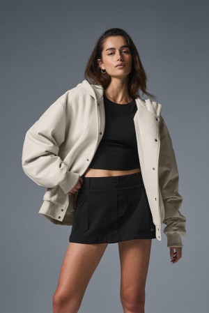 Alo Yoga Select Hooded Bomber Donna Giacca Bone | Italia TWD-275064