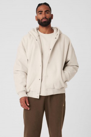 Alo Yoga Select Hooded Bomber Uomo Giacca Bone | Italia KLI-273861
