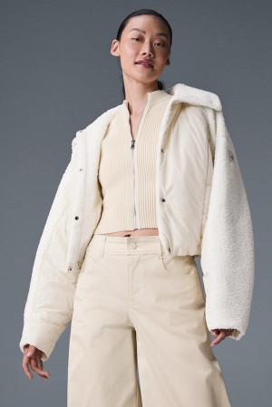 Alo Yoga Sherpa Cozy Escape Donna Giacca Puffer Ivory / Ivory | Italia ZML-251830