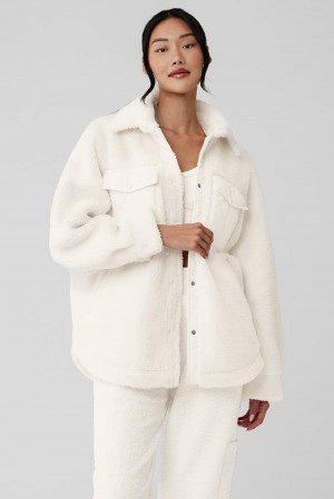 Alo Yoga Sherpa Edge Shacket Donna Giacca Ivory | Italia IEY-829364