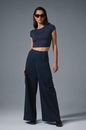 Alo Yoga Show Off Cargo Wide Leg Donna Pant Blu Marino | Italia JCP-613490