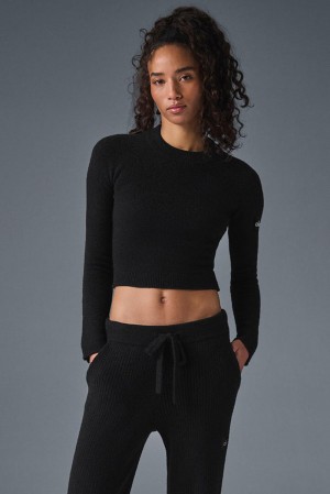 Alo Yoga Snuggle Up Donna Maniche Lunghe Nere | Italia MGN-810476