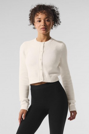 Alo Yoga Snuggle Up Sweater Cropped Donna Cardigan Ivory | Italia LVR-018475