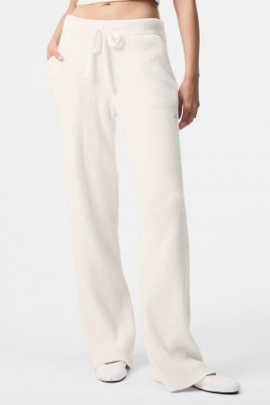 Alo Yoga Snuggle Up Sweater High-Waist Wide Leg Donna Pant Ivory | Italia OLU-503726
