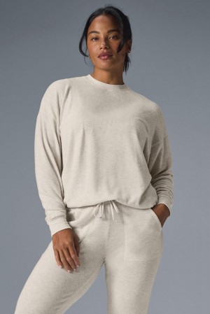 Alo Yoga Soho Donna Pullover Oatmeal Heather | Italia QDL-409271