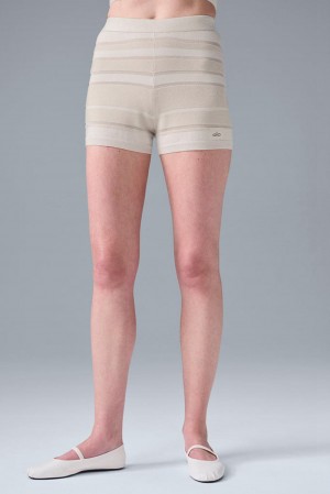 Alo Yoga Sport Play High-Waist Knit Donna Short Ivory / Alabaster | Italia RHC-189032