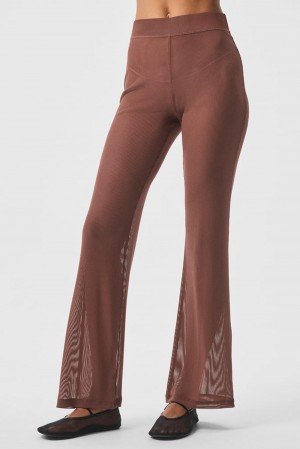 Alo Yoga Striped Mesh Tropical Nights Flare Donna Pant Chestnut | Italia RGL-032864