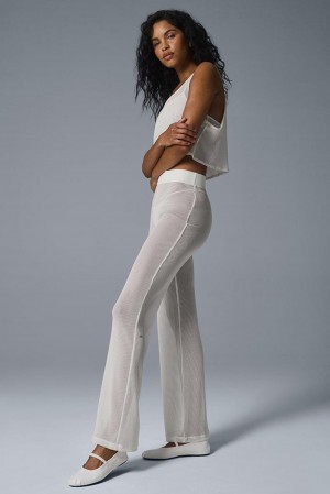 Alo Yoga Striped Mesh Tropical Nights Flare Donna Pant Ivory | Italia AJO-605721
