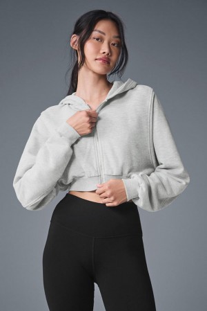 Alo Yoga Sweet Escape Zip Up Donna Felpa con Cappuccio Grigie | Italia IYW-916485