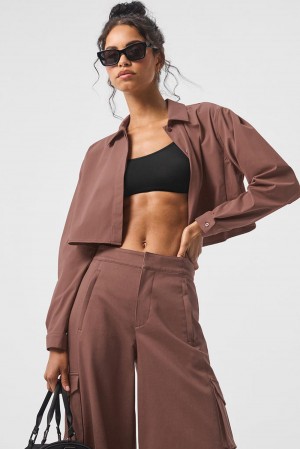 Alo Yoga Take Me Out Button Up Donna Top Corti Chestnut | Italia GZA-701394