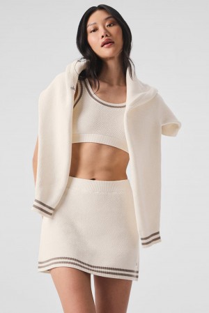 Alo Yoga Tennis Club Sweater Knit Donna Gonna Ivory / Gravel | Italia TGX-684195