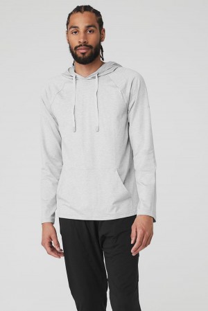 Alo Yoga The Conquer Uomo Felpa con Cappuccio Grigie | Italia UIX-529610