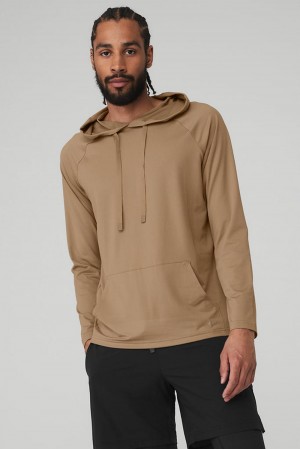 Alo Yoga The Conquer Uomo Felpa con Cappuccio Gravel | Italia VCL-294035